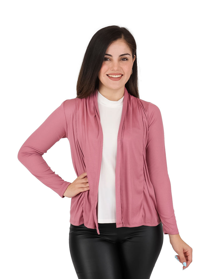 Fashion Teens Cárdigan Casual Rosa Palo Manga Larga