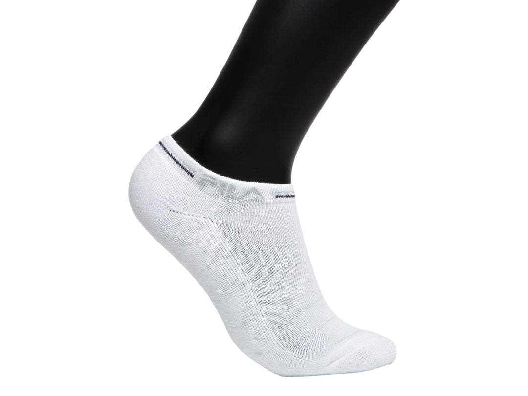 Calcetín blanco deportivo FILA para mujer con detalle de rayas en el borde superior.