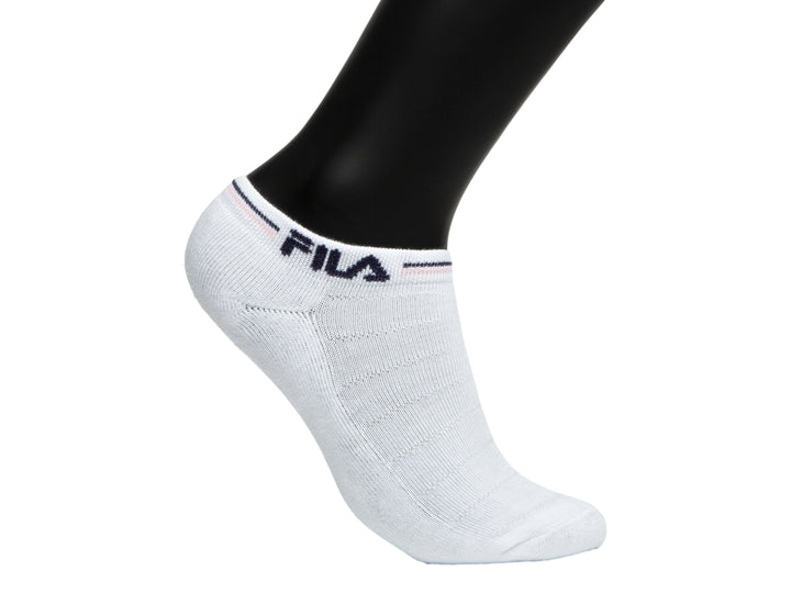 Calcetín blanco deportivo FILA para mujer con detalle de rayas en el borde superior.