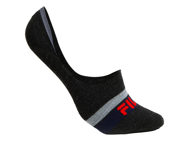 Calcetines FILA Toe Liner color negro con franja gris y logotipo rojo en la punta.