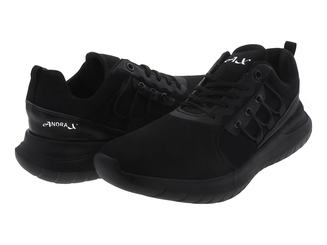 Tenis deportivos Andrax color negro para mujer con suela gruesa y tejido transpirable.