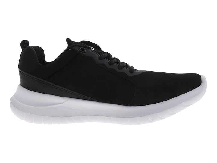 Tenis deportivos Andrax para mujer en color negro con suela blanca gruesa.