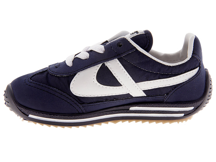 Tenis Panam para niño en color azul marino con detalles y agujetas blancas.