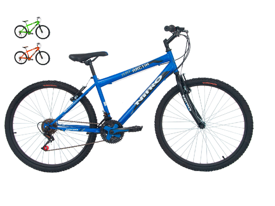 Bicicleta de montaña NITRO ARCTIK color azul con componentes en color negro.