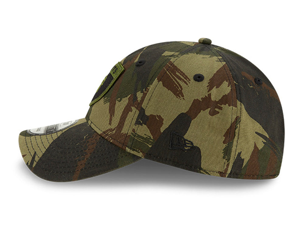 Gorra New Era con patrón de camuflaje verde y marrón y parche de los San Francisco Giants.