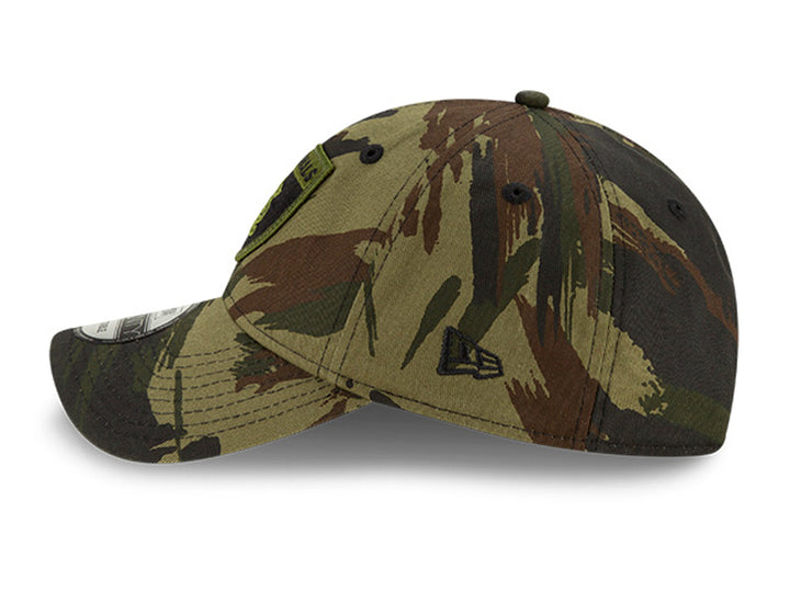 Gorra de béisbol New Era con estampado de camuflaje en tonos verdes y marrón con logo de los St. Louis Cardinals.