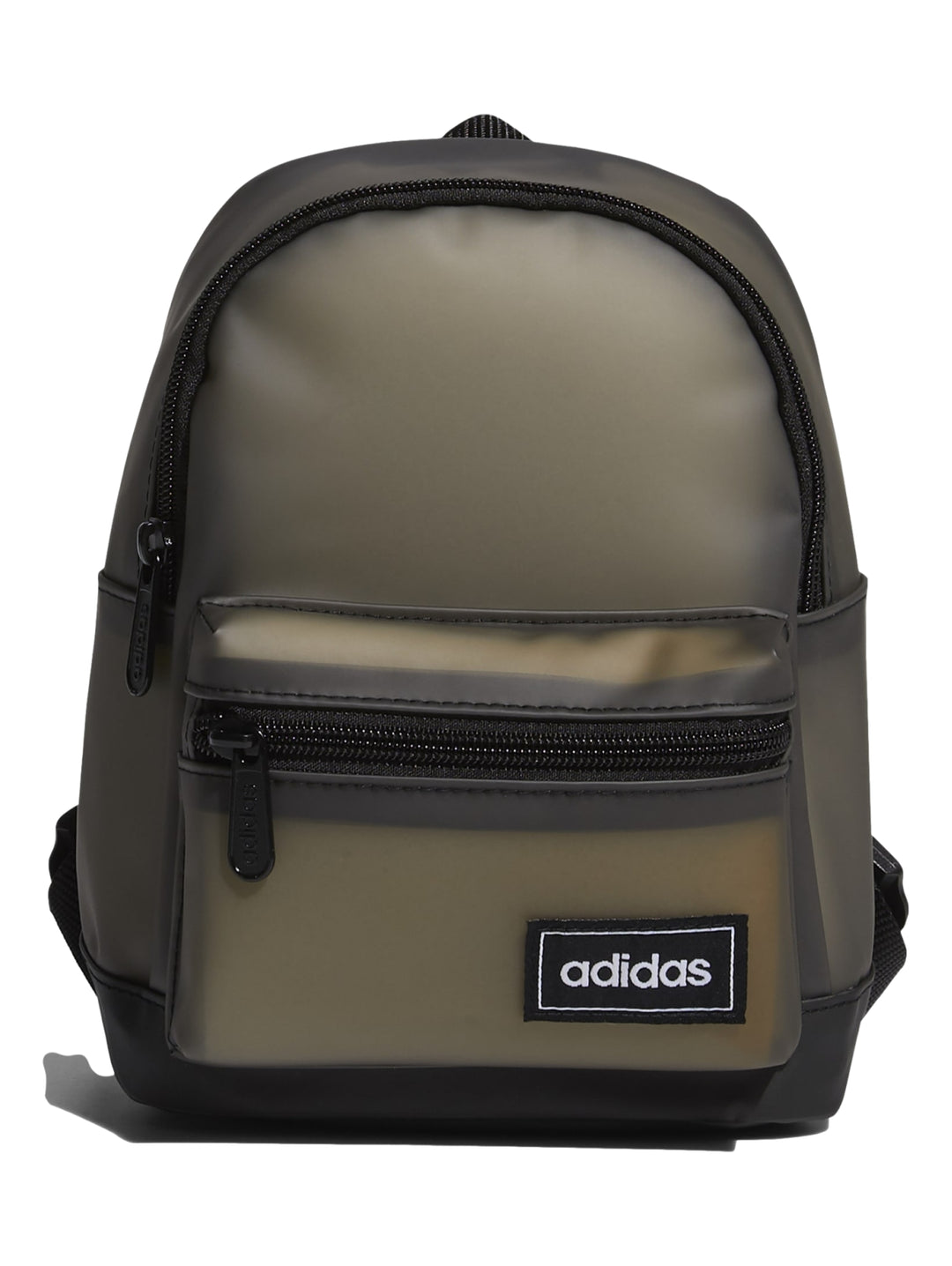Mochila Adidas negra translúcida con bolsillo frontal y logotipo blanco.