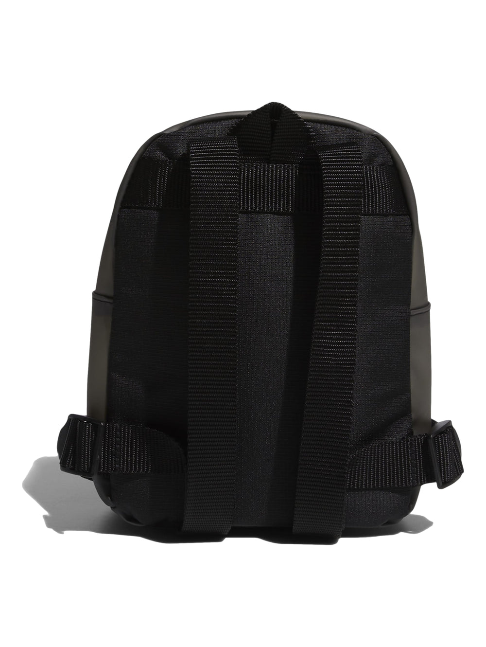 Mochila Adidas negra translúcida con bolsillo frontal y logotipo blanco.