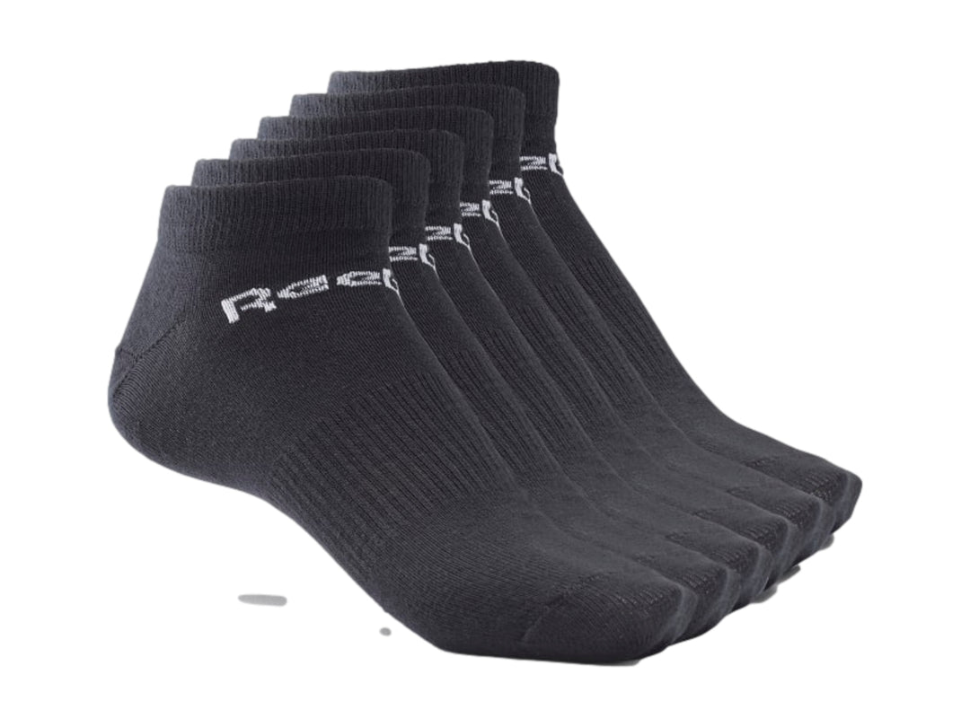 Paquete de 6 pares de calcetines deportivos Reebok en color negro.