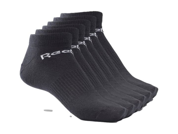 Paquete de 6 pares de calcetines deportivos Reebok en color negro.