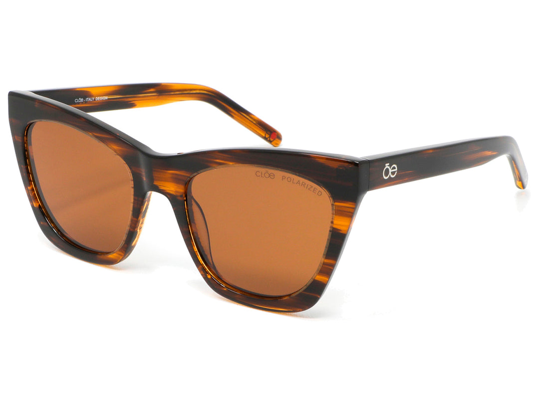 Lentes de sol para mujer marca Cloe en color marrón con diseño de carey y cristales polarizados.