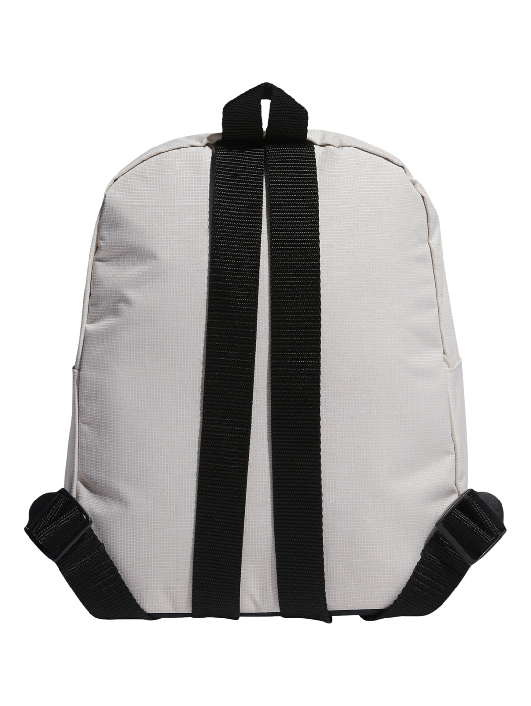 Mochila Adidas color gris claro con bolsillo frontal verde oliva y base negra.