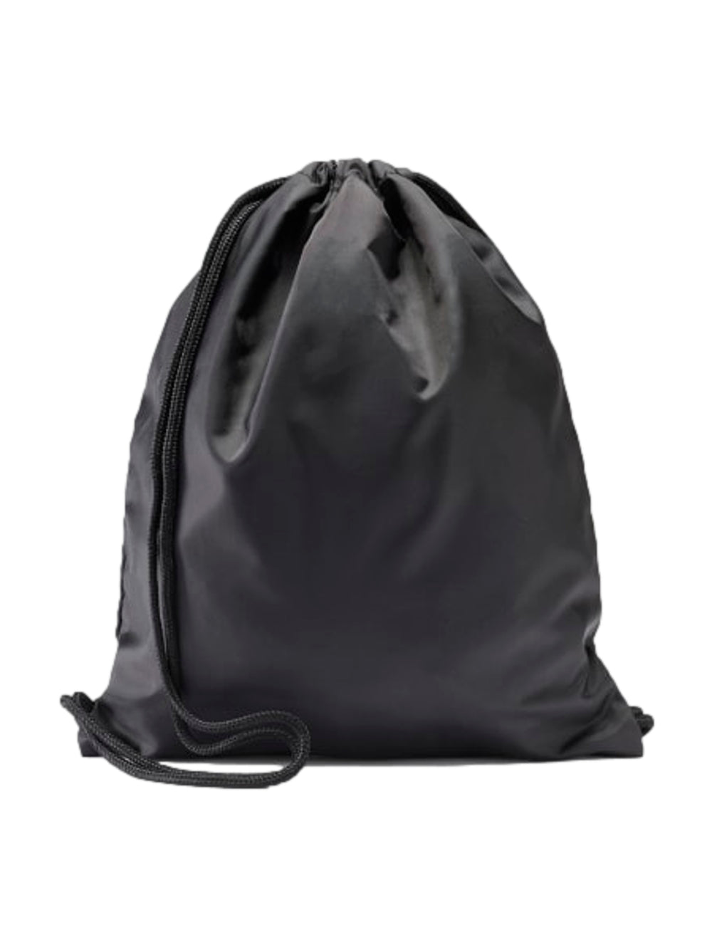 Bolso deportivo negro de Reebok con cierre de cordones y logotipo blanco frontal.