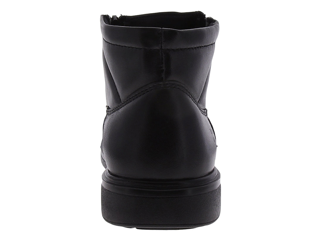 Botín negro para hombre con cierre lateral y diseño acolchado en la parte superior.