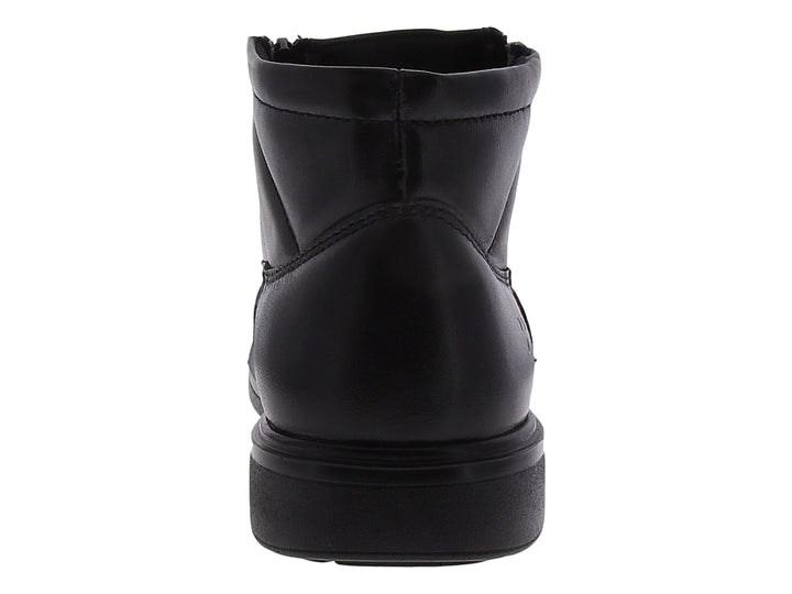 Botín negro para hombre con cierre lateral y diseño acolchado en la parte superior.