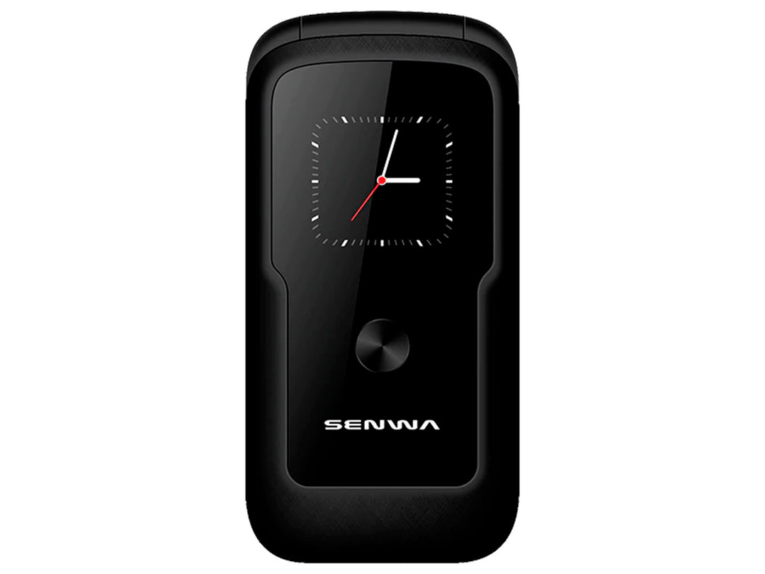 Teléfono celular Senwa Telcel S219T de color negro con pantalla digital y diseño compacto.