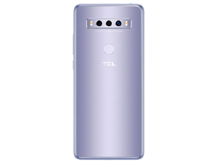 Smartphone TCL TELCEL T766A 10SE color plata, vista frontal y posterior.