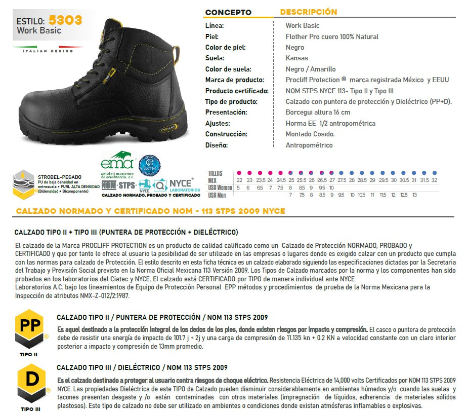 Botas de Seguridad Cliff Negro para Hombre