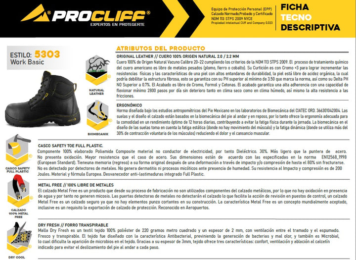 Botas de Seguridad Cliff Negro para Hombre