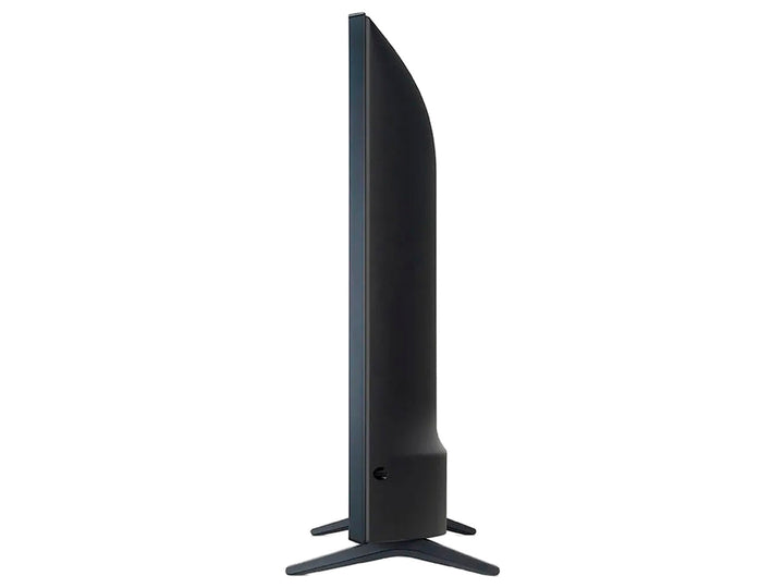 Televisor Smart TV LG de 32 pulgadas color negro con pantalla mostrando una flor roja y menú de aplicaciones.
