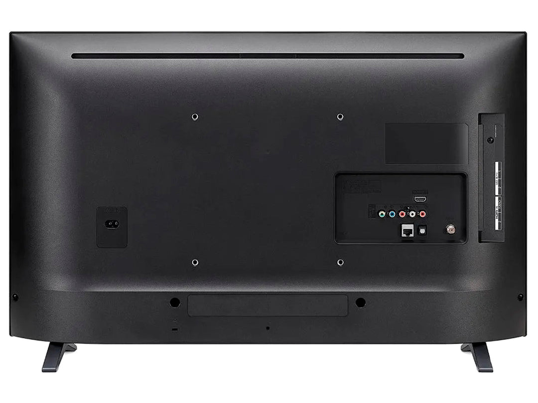 Televisor Smart TV LG de 32 pulgadas color negro con pantalla mostrando una flor roja y menú de aplicaciones.