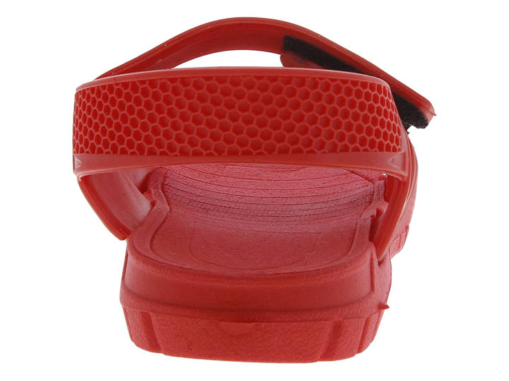 Sandalia roja para niño con diseño de Spider-Man y correas ajustables.