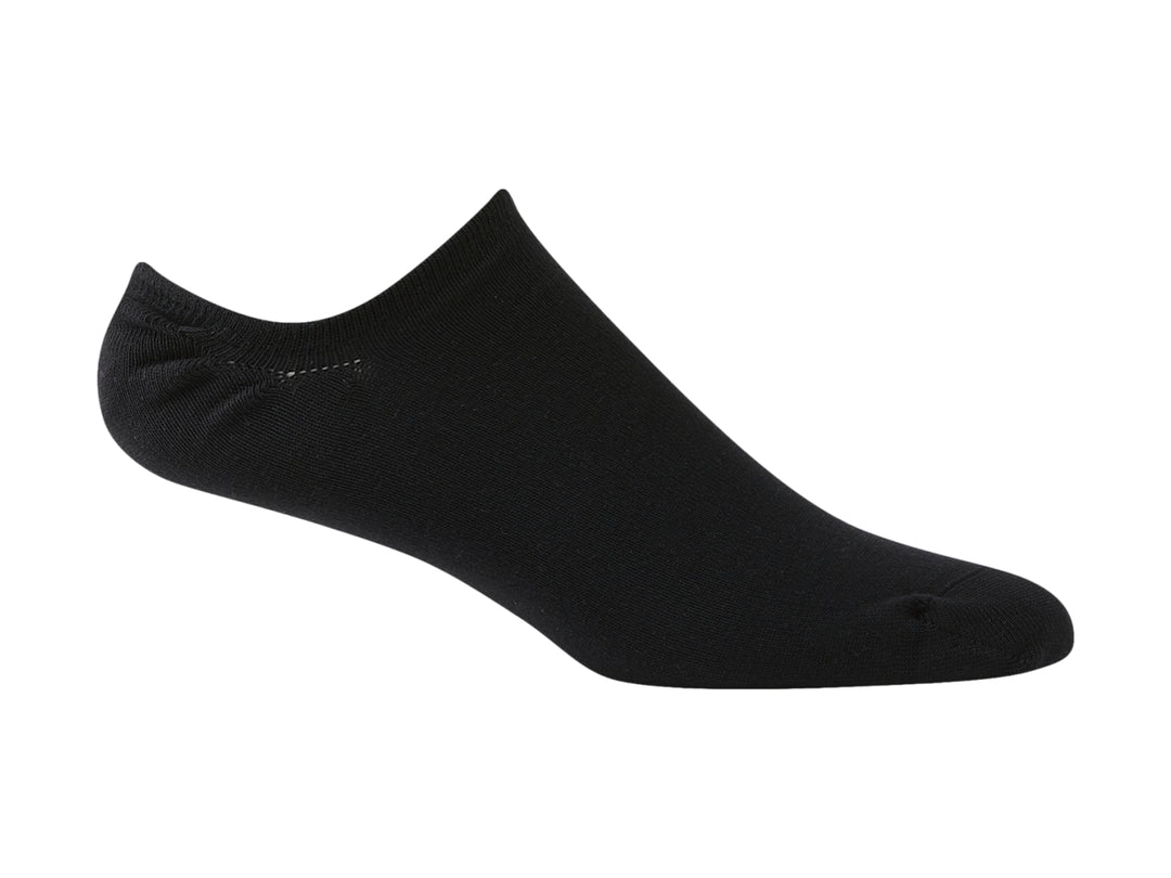 Calcetín invisible de color negro marca Reebok sobre fondo blanco.