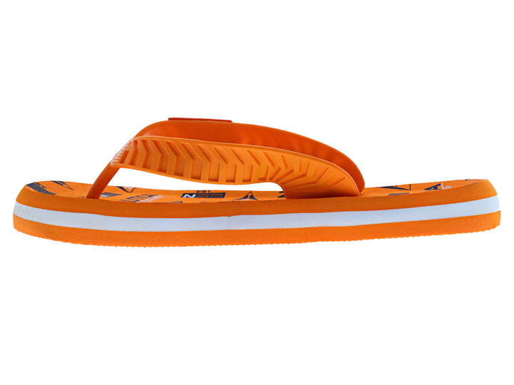 Sandalias de dedo marca Nautica en color naranja con una franja blanca en la suela.