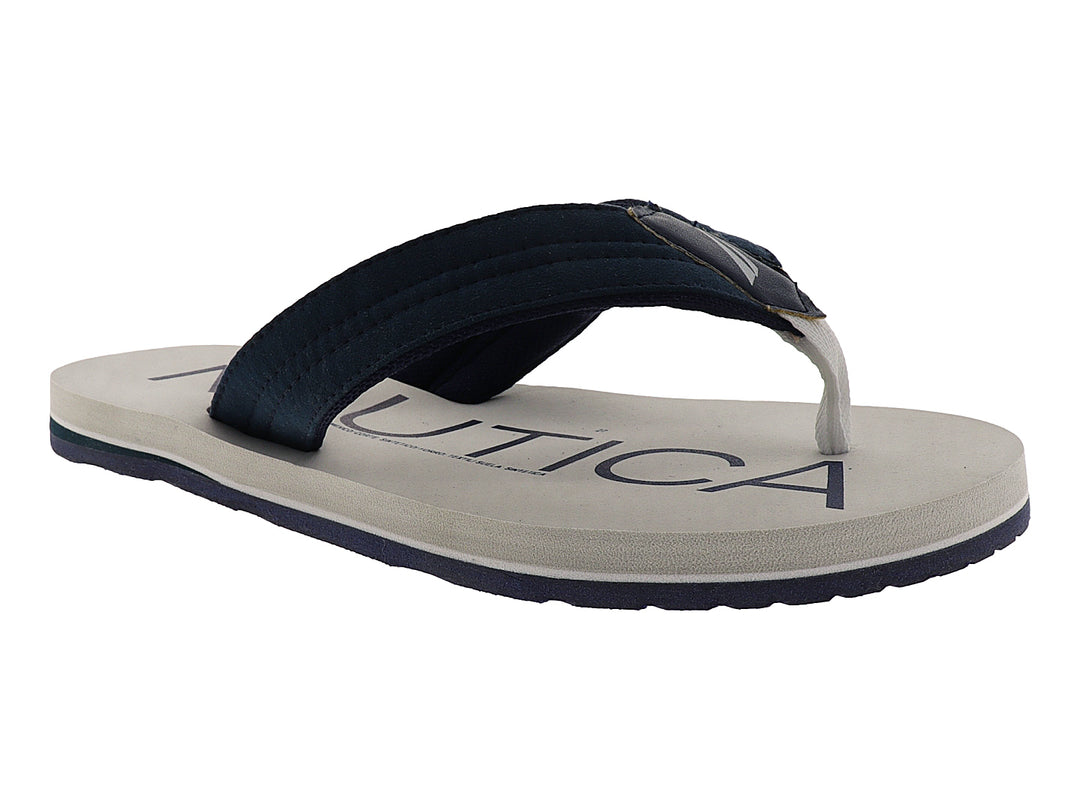 Sandalias Nautica de dedo con suela color gris y correas en color azul marino.