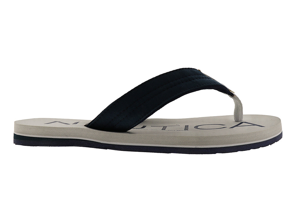 Sandalias Nautica de dedo con suela color gris y correas en color azul marino.