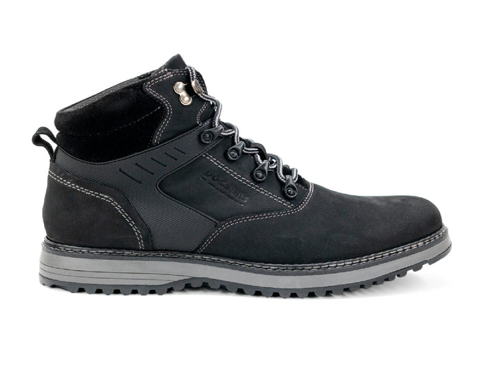 Botas Dockers Nebraska para hombre en color negro con suela gris y cordones.