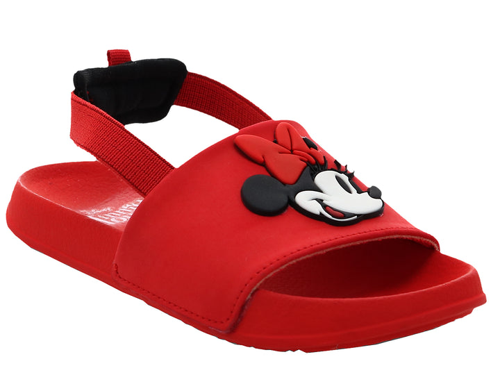 Sandalia roja para Niña con figura de Minnie Mouse y correa negra.