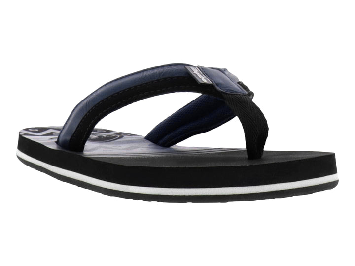 Sandalias para Niño de color azul con suela negra y una franja blanca lateral.