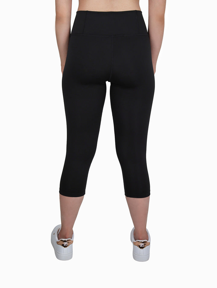 Skin Fit Pantalón Capri Deportivo Negro para Mujer