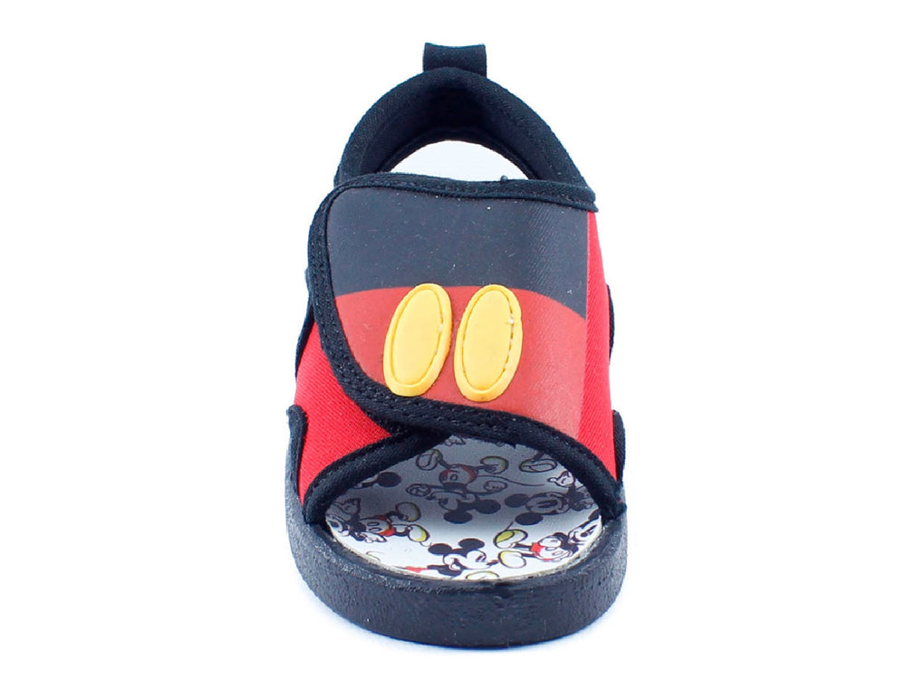 Sandalias Bubble Gummers Derek para niño en colores rojo y negro con detalles amarillos.