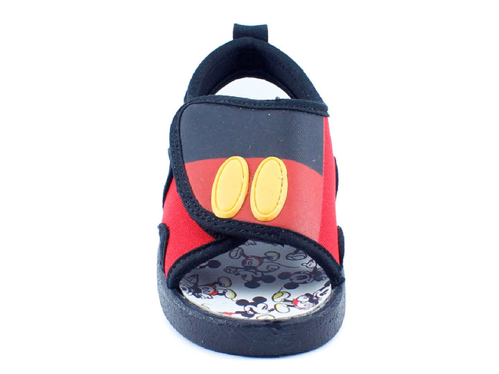 Sandalias Bubble Gummers Derek para niño en colores rojo y negro con detalles amarillos.