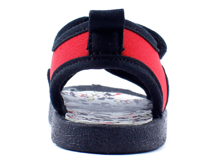 Sandalias Bubble Gummers Derek para niño en colores rojo y negro con detalles amarillos.