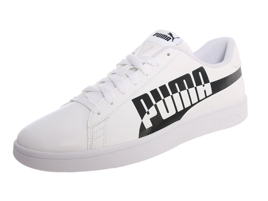 Tenis PUMA Smash V2 Max blancos con logotipo negro en el lateral.