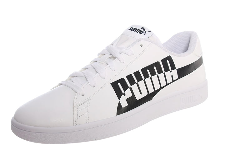Tenis PUMA Smash V2 Max blancos con logotipo negro en el lateral.