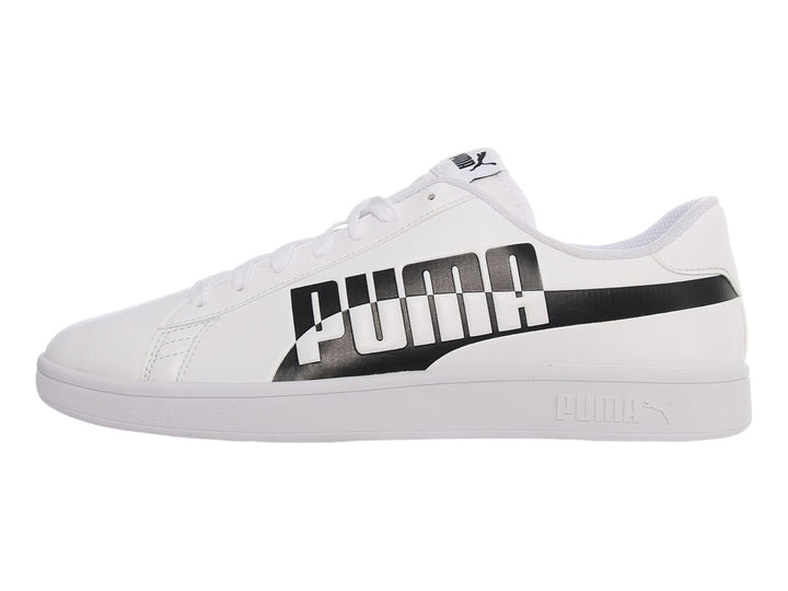 Tenis PUMA Smash V2 Max blancos con logotipo negro en el lateral.