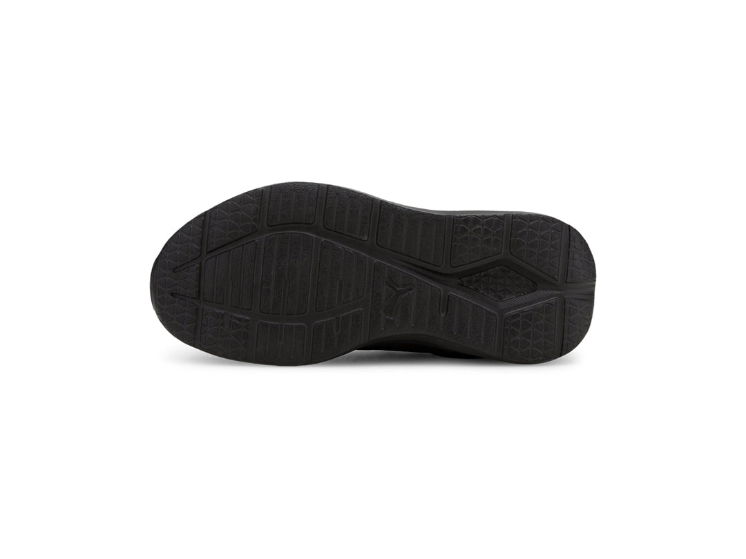 Tenis PUMA Wired Run JR color negro con malla transpirable y suela deportiva.