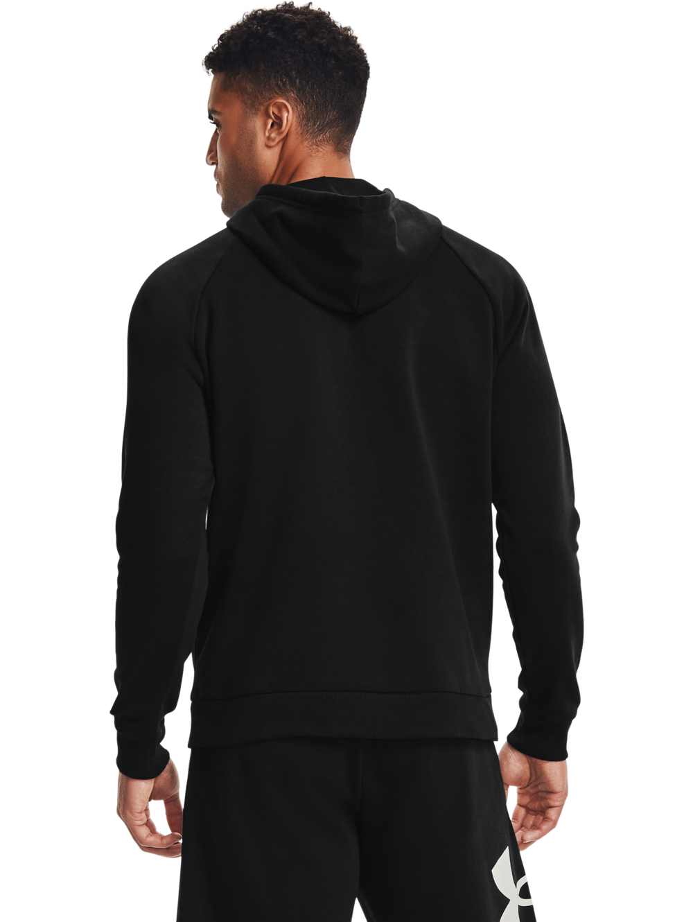Sudadera con capucha Under Armour color negro con logotipo blanco grande en el pecho, modelo Hombre.