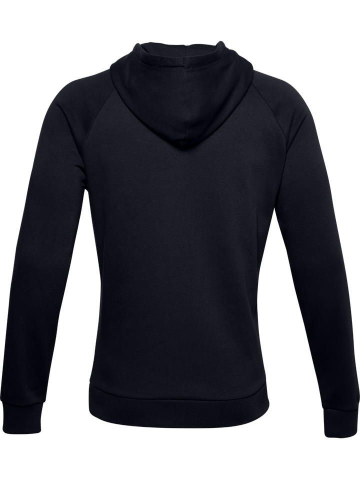 Sudadera con capucha Under Armour color negro con logotipo blanco grande en el pecho, modelo Hombre.