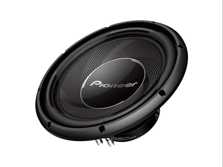 Subwoofer Pioneer TS-A30 S4 de 12 pulgadas en color negro con diseño circular moderno.