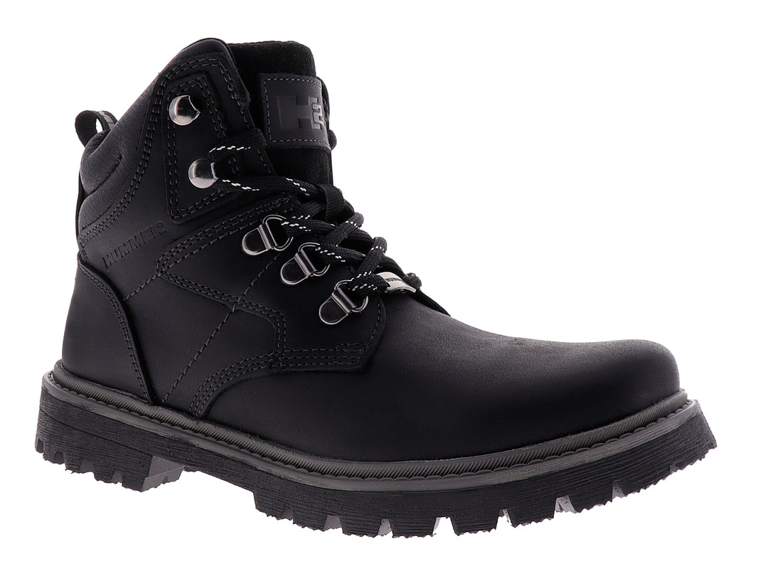 Botas negras Hummer HD1001 para mujer con suela track y cordones.