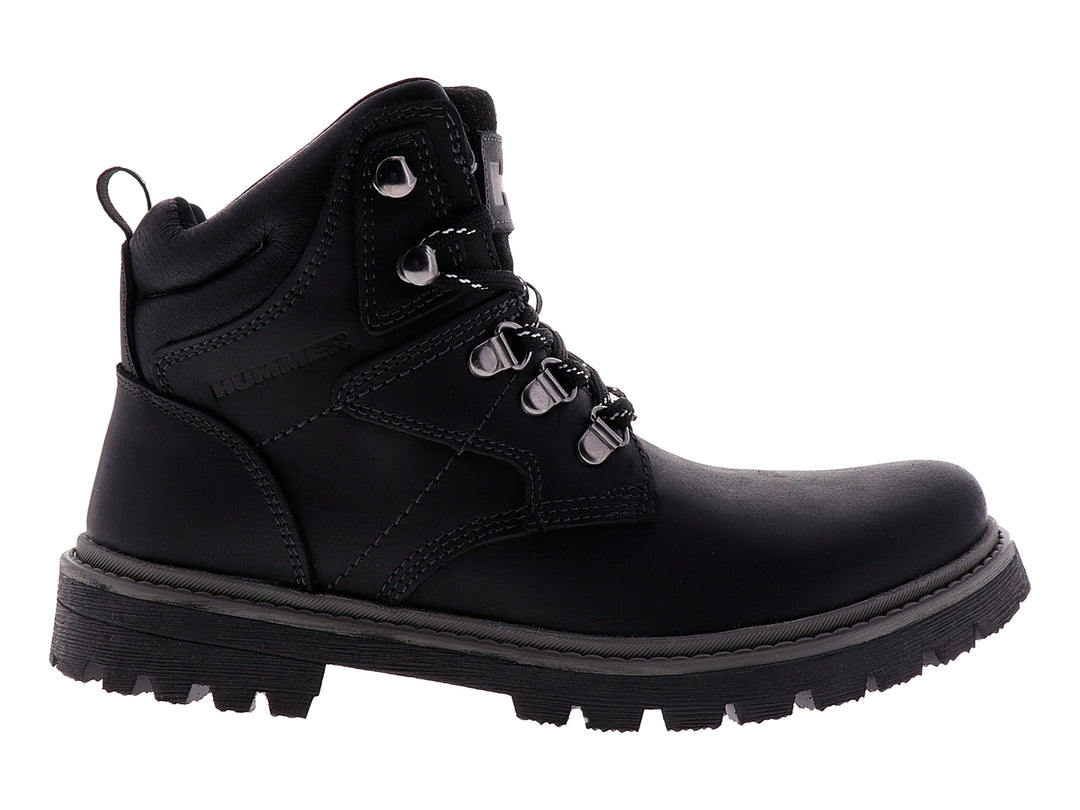 Botas negras Hummer HD1001 para mujer con suela track y cordones.