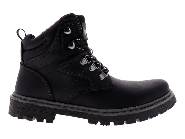 Botas negras Hummer HD1001 para mujer con suela track y cordones.