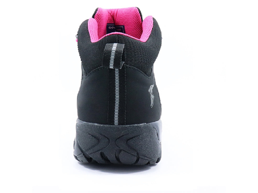 Botas Goodyear Freedom para mujer en color negro con detalles en rosa y suela robusta.
