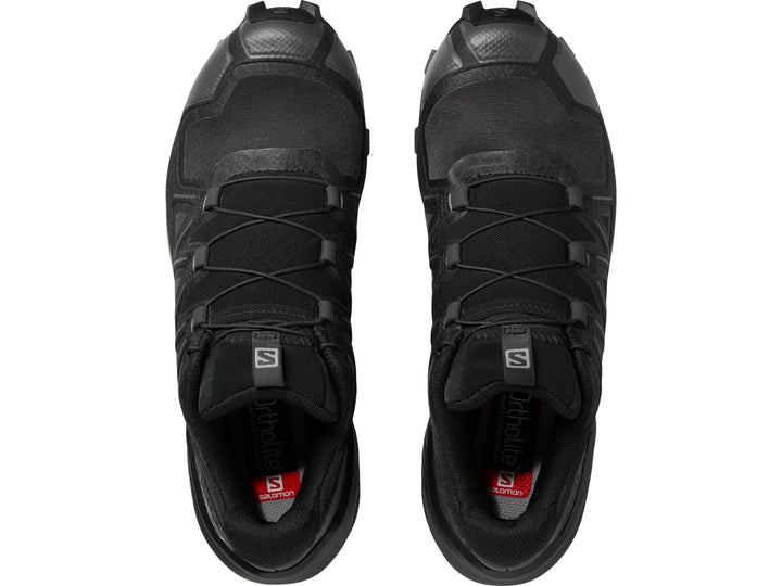 Tenis deportivo Salomon Speedcross 5 color negro con suela de agarre profundo para trail running.