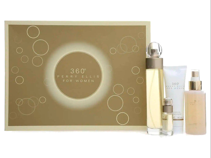 Set de Perfume Perry Ellis 360 Dorado de 4 Piezas para Mujer